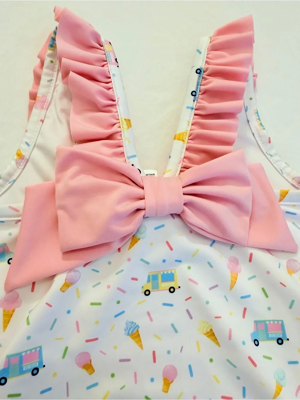 Lullaby Set Pink Ruffle & Bow Ice Cream Print One-Piece Swimsuit 24M NWT!